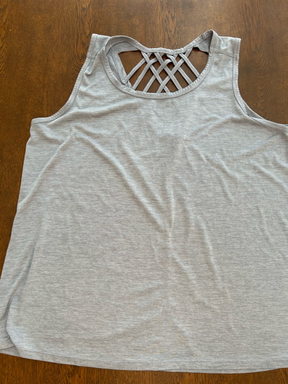 RBX Active,  Light Gray Sleeveless Tank with Gorgeous Lattice Back, 2X.